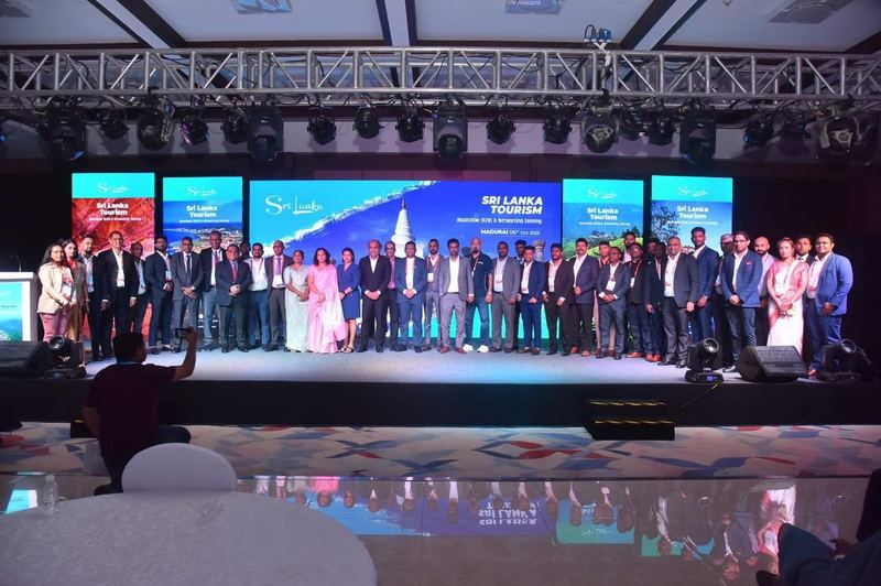 Sri Lanka Tourism delegates on stage at the B2B roadshow in Madurai