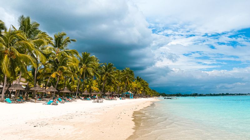 White beach and lagoon