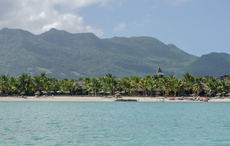 Beach with mountains